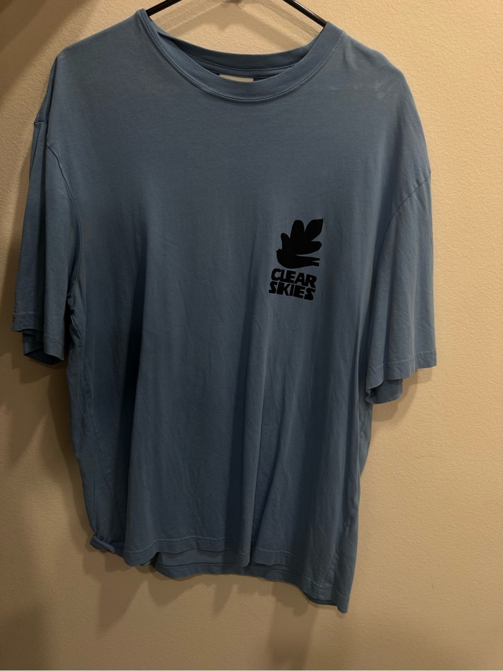 H&M Men's Short-Sleeve Tee in Dusty Blue with Black Logo